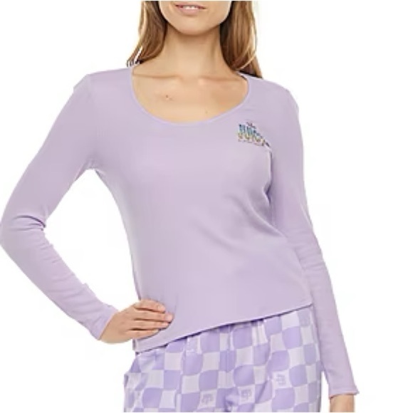 Juicy By Juicy Couture Womens Boat Neck Long Sleeve T-Shirt-Lilac- Size XL- NWT - Picture 1 of 9